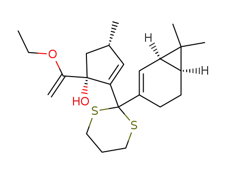 (1R,4S)-2-[2-((1R,6S)-7,7-Dimethyl-bicyclo[4.1.0]hept-2-en-3-yl)-[1,3]dithian-2-yl]-1-(1-ethoxy-vinyl)-4-methyl-cyclopent-2-enol