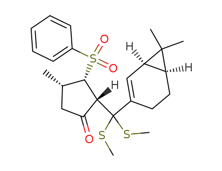 (2R,3S,4S)-3-Benzenesulfonyl-2-[((1R,6S)-7,7-dimethyl-bicyclo[4.1.0]hept-2-en-3-yl)-bis-methylsulfanyl-methyl]-4-methyl-cyclopentanone
