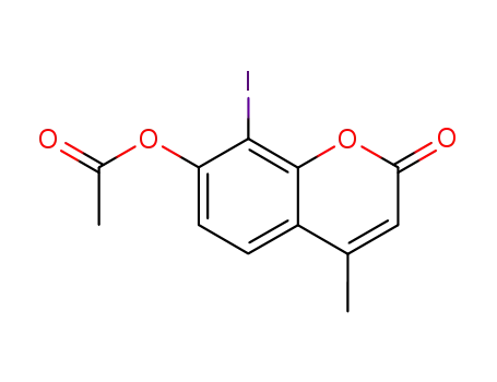 Molecular Structure of 343217-96-9 (2H-1-Benzopyran-2-one, 7-(acetyloxy)-8-iodo-4-methyl-)