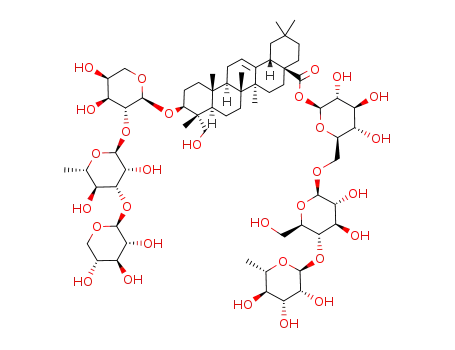 hederagenin-3-O-β-D-xylopyranosyl-(1->3)-O-α-L-rhamnopyranosyl-(1->2)-O-α-L-arabinopyranosyl-28-O-α-L-rhamnopyranosyl-(1->4)-O-β-D-glucopyranosyl-(1->6)-O-β-D-glucopyranosyl ester