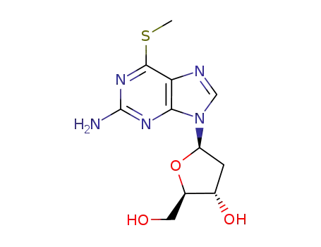 Molecular Structure of 37113-42-1 (9-(2-deoxypentofuranosyl)-6-(methylsulfanyl)-9H-purin-2-amine)