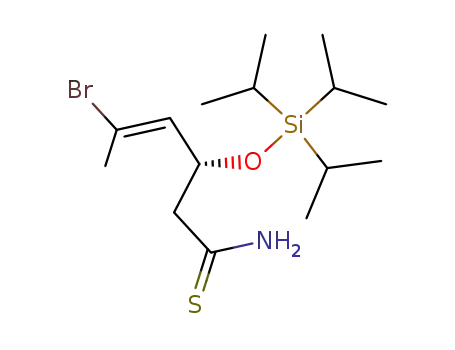 Molecular Structure of 218782-66-2 (4-Hexenethioamide, 5-bromo-3-[[tris(1-methylethyl)silyl]oxy]-, (3R,4E)-)