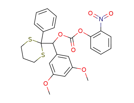 Carbonic acid (3,5-dimethoxy-phenyl)-(2-phenyl-[1,3]dithian-2-yl)-methyl ester 2-nitro-phenyl ester