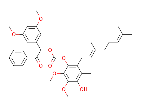 Carbonic acid 1-(3,5-dimethoxy-phenyl)-2-oxo-2-phenyl-ethyl ester 2-((E)-3,7-dimethyl-octa-2,6-dienyl)-4-hydroxy-5,6-dimethoxy-3-methyl-phenyl ester