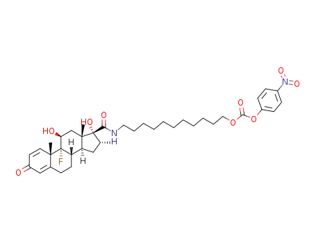 Carbonic acid 11-[((8S,9R,10S,11S,13S,14S,16R,17R)-9-fluoro-11,17-dihydroxy-10,13,16-trimethyl-3-oxo-6,7,8,9,10,11,12,13,14,15,16,17-dodecahydro-3H-cyclopenta[a]phenanthrene-17-carbonyl)-amino]-undecyl ester 4-nitro-phenyl ester