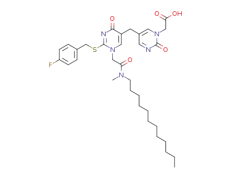 {5-[1-[(dodecyl-methyl-carbamoyl)-methyl]-2-(4-fluoro-benzylsulfanyl)-4-oxo-1,4-dihydro-pyrimidin-5-ylmethyl]-2-oxo-2H-pyrimidin-1-yl}-acetic acid