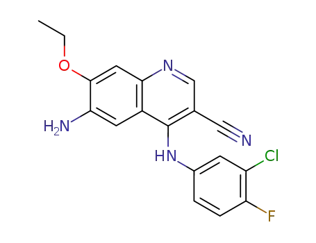 Molecular Structure of 361162-95-0 (6-amino-4-(3-chloro-4-fluorophenylamino)-7-ethoxyquinoline-3-carbonitrile)