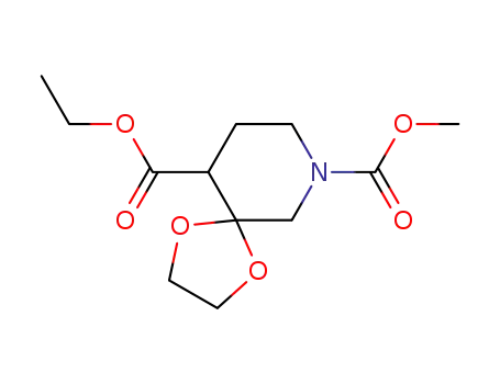 Molecular Structure of 65202-60-0 (10-ethyl 7-methyl 1,4-dioxa-7-azaspiro[4.5]decane-7,10-dicarboxylate)