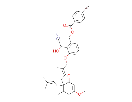 4-Bromo-benzoic acid 2-(cyano-hydroxy-methyl)-3-{(E)-4-[4-methoxy-6-methyl-1-(3-methyl-but-2-enyl)-2-oxo-cyclohex-3-enyl]-2-methyl-but-2-enyloxy}-benzyl ester
