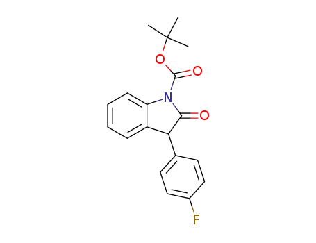 Molecular Structure of 862907-06-0 (1H-Indole-1-carboxylic acid, 3-(4-fluorophenyl)-2,3-dihydro-2-oxo-,
1,1-dimethylethyl ester)