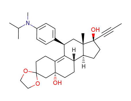 5α-17β-dihydroxy-11β-[4-(N-isopropyl-N-methylamino)phenyl]-17α-ethynyl-3,3-(ethane-1,2-diyldioxy)-estra-9-ene