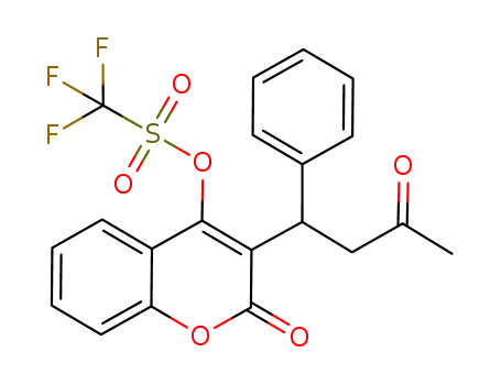 Molecular Structure of 929551-51-9 (Methanesulfonic acid, 1,1,1-trifluoro-,
2-oxo-3-(3-oxo-1-phenylbutyl)-2H-1-benzopyran-4-yl ester)