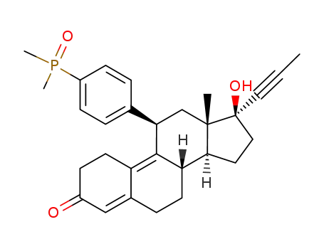 11-[4-(dimethyl-phosphinoyl)-phenyl]-17-hydroxy-13-methyl-17-prop-1-ynyl-1,2,6,7,8,11,12,13,14,15,16,17-dodecahydro-cyclopenta[a]phenanthren-3-one
