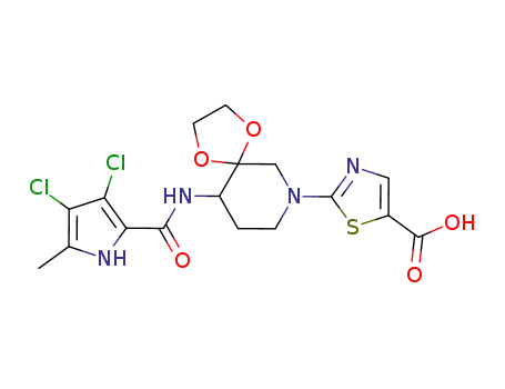 2-[6-[(3,4-dichloro-5-methyl-1H-pyrrole-2-carbonyl)amino]-1,4-dioxa-9-azaspiro[4.5]decan-9-yl]thiazole-5-carboxylic acid