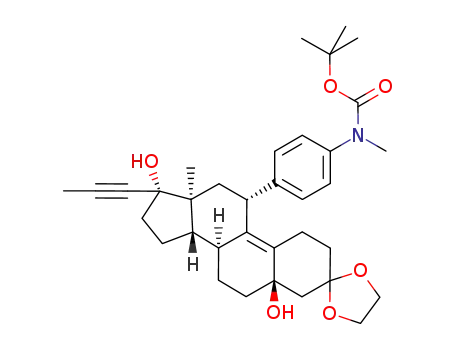 tert-butyl 4-((5R,11R,13S,17S)-5,17-dihydroxy-13-methyl-17-prop-1-ynyl-1,2,4,5,6,7,8,11,12,13,14,15,16,17-tetradecahydrospiro[cyclopenta[a]phenanthrene-3,2'-[1,3]dioxolan]-11-yl)phenyl(methyl)carbamate