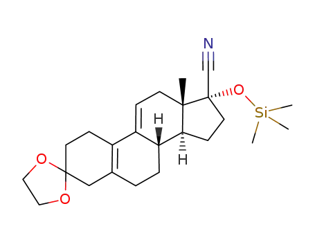 Molecular Structure of 54690-63-0 (Estra-5(10),9(11)-diene-17-carbonitrile, 3,3-[1,2-ethanediylbis(oxy)]-17-[(trimethylsilyl)oxy]-, (17a)-)