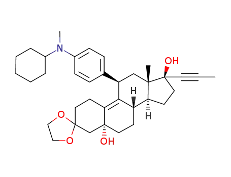 3,3-ethylenedioxy-5α,17β-dihydroxy-11β-[4-(N-methyl-N-cyclohexylamino)phenyl]-17α-(1-propynyl)-9(10)-estrene