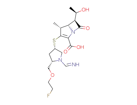 (4R,5S,6S)-3-[(2S,4S)-2-(2-fluoroethyloxymethyl)-1-formimidoylpyrrolidin-4-yl]thio-6-[(1R)-1-hydroxyethyl]-4-methyl-7-oxo-1-azabicyclo[3.2.0]hept-2-ene-2-carboxylic acid