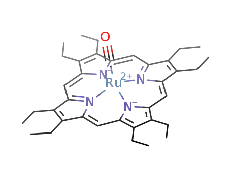 Molecular Structure of 41636-35-5 (2,3,7,8,12,13,17,18-OCTAETHYL-21H,23H-PORPHINE RUTHENIUM(II) CARBONYL)
