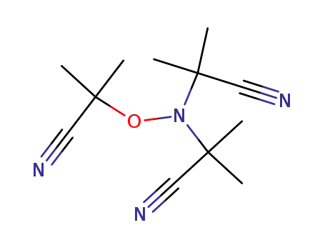 Molecular Structure of 58102-56-0 (Propanenitrile, 2,2'-[(1-cyano-1-methylethoxy)imino]bis[2-methyl-)