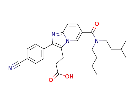 3-[6-[bis-(3-methyl-butyl)-carbamoyl]-2-(4-cyano-phenyl)-imidazo[1,2-a]pyridin-3-yl]-propionic acid