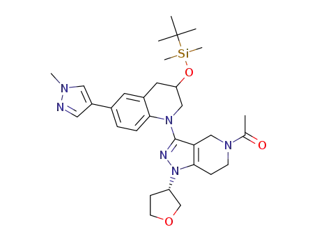 1-(3-(3-((tert-butyldimethylsilyl)oxy)-6-(1-methyl-1H-pyrazol-4-yl)-3,4-dihydroquinolin-1(2H)-yl)-1-((S)-tetrahydrofuran-3-yl)-6,7-dihydro-1H-pyrazolo[4,3-c]pyridin-5(4H)-yl)ethanone
