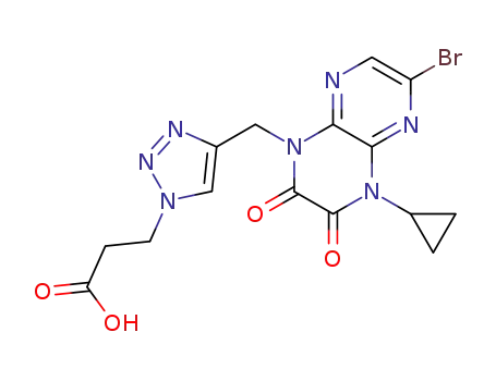 3-(4-((7-bromo-1-cyclopropyl-2,3-dihydro-2,3-dioxopyrazino[2,3-b]pyrazin-4(1H)-yl)methyl)-1H-1,2,3-triazol-1-yl)propanoic acid