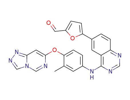 5-(4-((4-([1,2,4]triazolo[4,3-c]pyrimidin-7-yloxy)-3-methylphenyl)amino)quinazolin-6-yl)furan-2-carbaldehyde