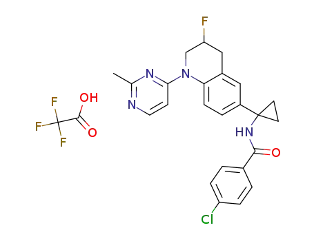4-chloro-N-(1-(3-fluoro-1-(2-methylpyrimidin-4-yl)-1,2,3,4-tetrahydroquinolin-6-yl)cyclopropyl)benzamide 2,2,2-trifluoroacetate salt