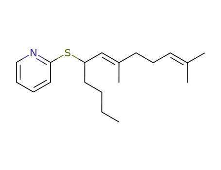 Molecular Structure of 82895-44-1 (Pyridine, 2-[(1-butyl-3,7-dimethyl-2,6-octadienyl)thio]-, (E)-)