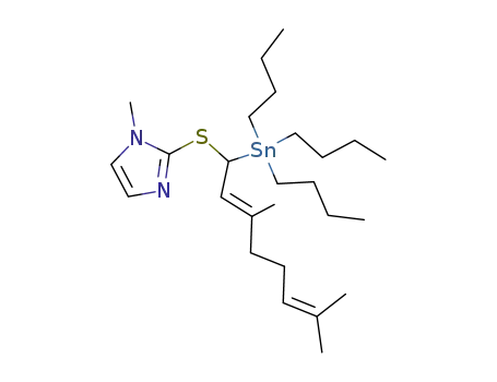 2-((E)-3,7-Dimethyl-1-tributylstannanyl-octa-2,6-dienylsulfanyl)-1-methyl-1H-imidazole