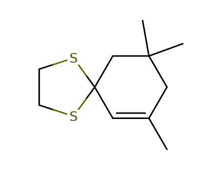 Molecular Structure of 76793-94-7 (1,4-Dithiaspiro[4.5]dec-6-ene, 7,9,9-trimethyl-)