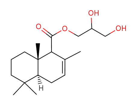 Molecular Structure of 89188-16-9 (1-Naphthalenecarboxylic acid,
1,4,4a,5,6,7,8,8a-octahydro-2,5,5,8a-tetramethyl-, 2,3-dihydroxypropyl
ester)