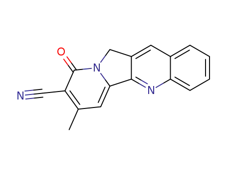 Molecular Structure of 66917-21-3 (Indolizino[1,2-b]quinoline-8-carbonitrile, 9,11-dihydro-7-methyl-9-oxo-)