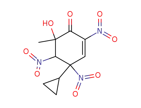 Molecular Structure of 95970-36-8 (2-Cyclohexen-1-one, 4-cyclopropyl-6-hydroxy-6-methyl-2,4,5-trinitro-)