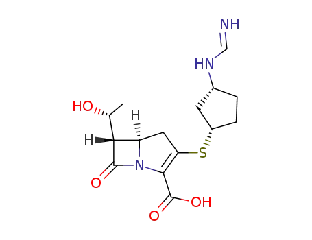 (6S)-<(1R)-hydroxyethyl>-2-(cis-3-formimidoylaminocyclopentylthio)-(5R)-carbapen-2-em-3-carboxylic acid