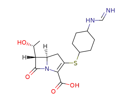 (6S)-<(1R)-hydroxyethyl>-2-(cis-4-formimidoylaminocyclohexylthio)-(5R)-carbapen-2-em-3-carboxylic acid