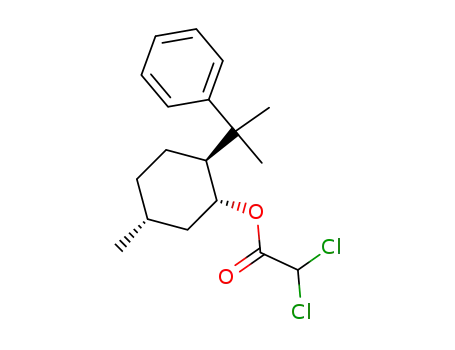 Molecular Structure of 152481-90-8 (Acetic acid, dichloro-,
(1R,2S,5R)-5-methyl-2-(1-methyl-1-phenylethyl)cyclohexyl ester)