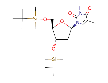 Molecular Structure of 40733-26-4 (3',5'-BIS-O-(T-BUTYLDIMETHYLSILYL)THYMIDINE)