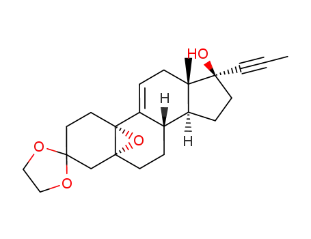 Molecular Structure of 84371-57-3 ((5α,10α,17β)-5,10-Epoxy-17-hydroxy-17-(1-propyn-1-yl)-estr-9(11)-en-3-one Cyclic 1,2-Ethanediyl Acetal)