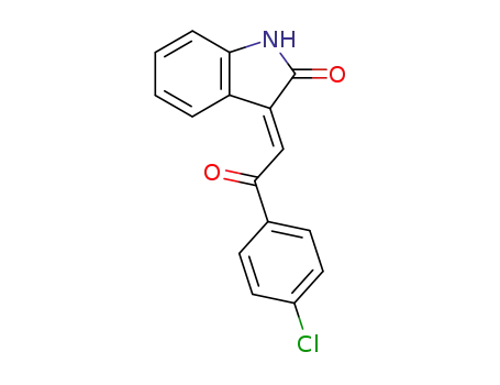 Molecular Structure of 183947-04-8 (2H-Indol-2-one, 3-[2-(4-chlorophenyl)-2-oxoethylidene]-1,3-dihydro-,
(E)-)