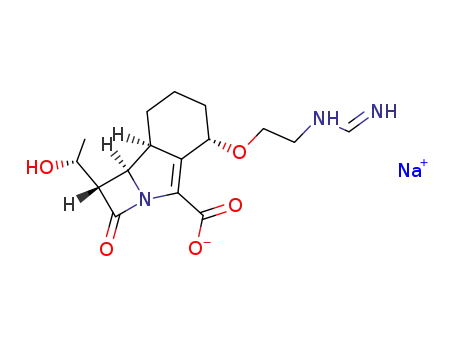 Sodium; (1S,5S,8aS,8bR)-5-(2-formimidoylamino-ethoxy)-1-((R)-1-hydroxy-ethyl)-2-oxo-1,2,5,6,7,8,8a,8b-octahydro-azeto[2,1-a]isoindole-4-carboxylate