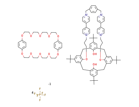 [25,27-dihydroxy-5,11,17,23-tetra(tert-butyl)-26,28-{3-[p-xylylbis[4-(4,4'-bipyridine-1'-yl)]propoxy]}calix[4]arene (cone) tetra(hexafluorophosphate)]-[1,4,7,10,17,20,23,26,28,32-decaoxa[13.13]paracyclophane][2]catenane
