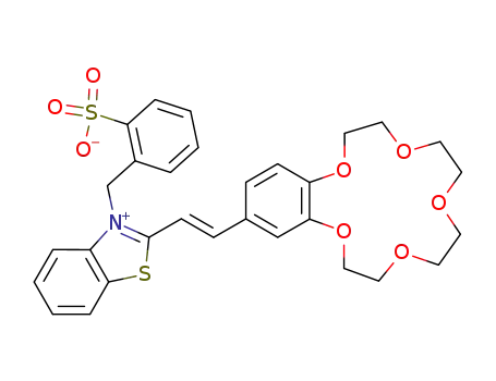 trans-2-[2-(2,3,5,6,8,9,11,12-octahydro-1,4,7,10,13-pentaoxabenzocyclopentadecyn-16-yl)ethenyl]-3-(2-sulfobenzyl)benzothiazolium betaine
