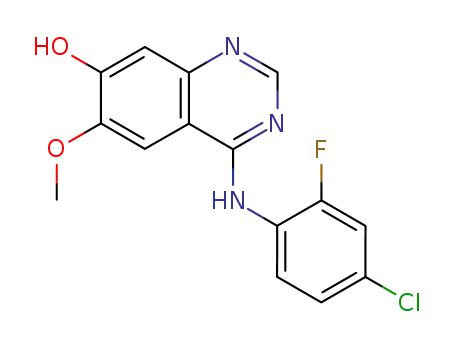 Molecular Structure of 193001-59-1 (7-Quinazolinol, 4-[(4-chloro-2-fluorophenyl)amino]-6-methoxy-)