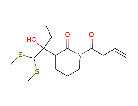 3-[1-(bis(methylsulfanyl)methyl)-1-hydroxypropyl]-1-but-3-enoylpiperidin-2-one