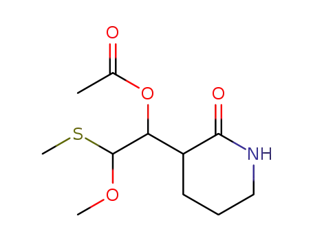 Molecular Structure of 496863-37-7 (2-Piperidinone, 3-[1-(acetyloxy)-2-methoxy-2-(methylthio)ethyl]-)