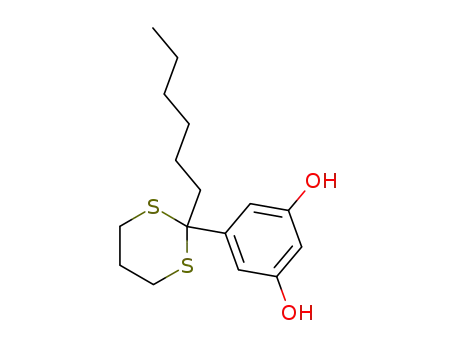 Molecular Structure of 579444-48-7 (1,3-Benzenediol, 5-(2-hexyl-1,3-dithian-2-yl)-)