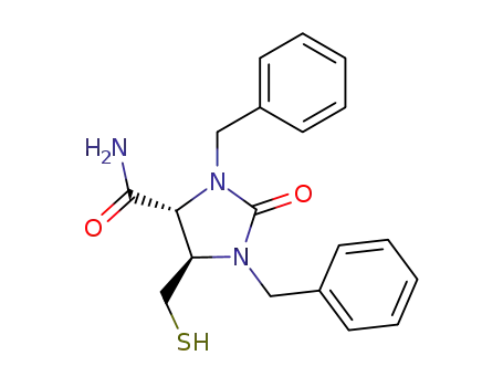 Molecular Structure of 541508-64-9 (4-Imidazolidinecarboxamide,
5-(mercaptomethyl)-2-oxo-1,3-bis(phenylmethyl)-, (4R,5R)-)