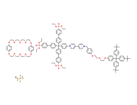 1-{4-[tris{4-(4-phosphonodiethoxyphenyl)phenyl}methyl]phenyl}-(4-(2-(2-(4-[tris{4-t-butylphenyl}methyl]phenoxy)ethoxy)ethoxy)benzyl)-4,4'-bipyridinium*bis-para-phenylene-34-crown-10 [2]rotaxane bis(hexafluorophosphate)